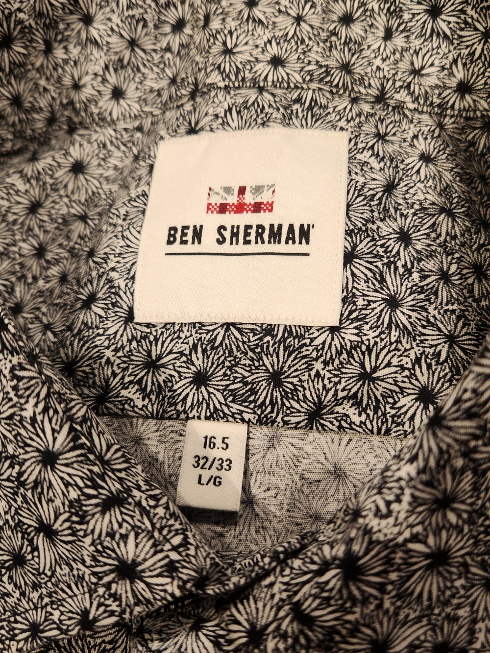 Ben Sherman Black & White Floral Print Men's Shirt